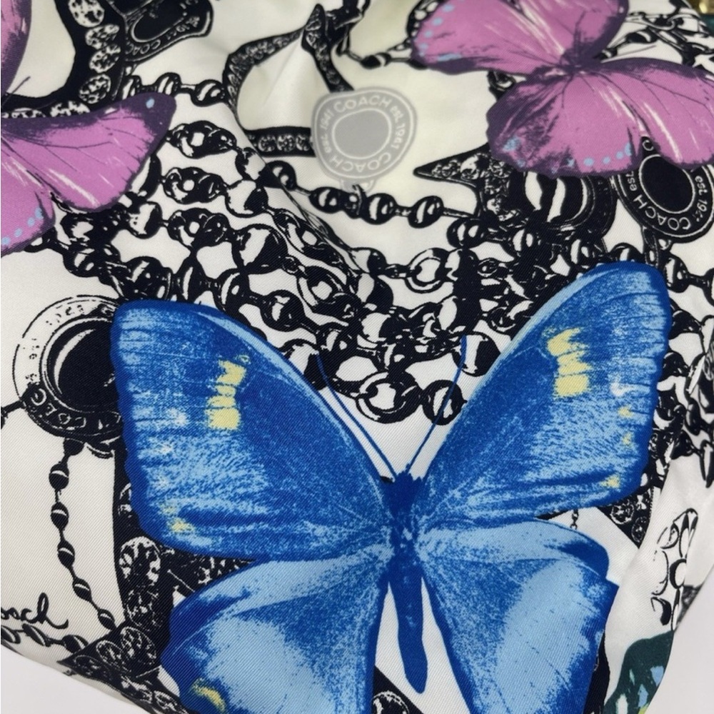 Vintage LIMITED EDITION Coach Colorful Butterfly Print Tote Bag - Picture 3 of 8